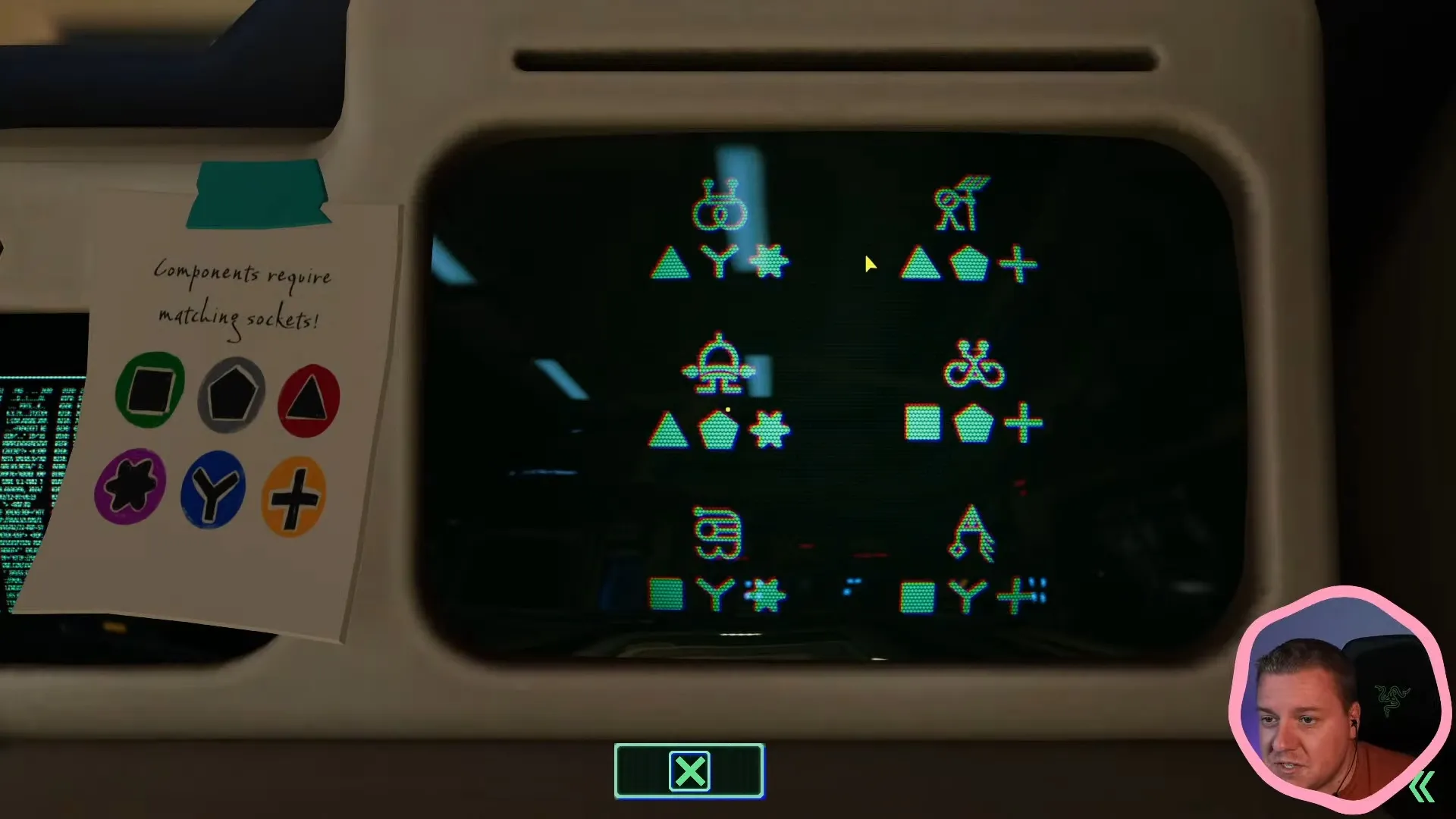 Monitor with illustrated components and shape symbols